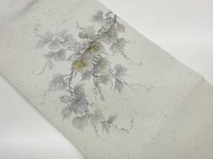 作家物　ひげ紬金彩手描き桐に蔦模様名古屋帯